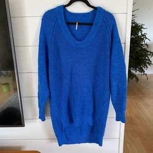 Free people sweater dress in cobalt blue. NWOT